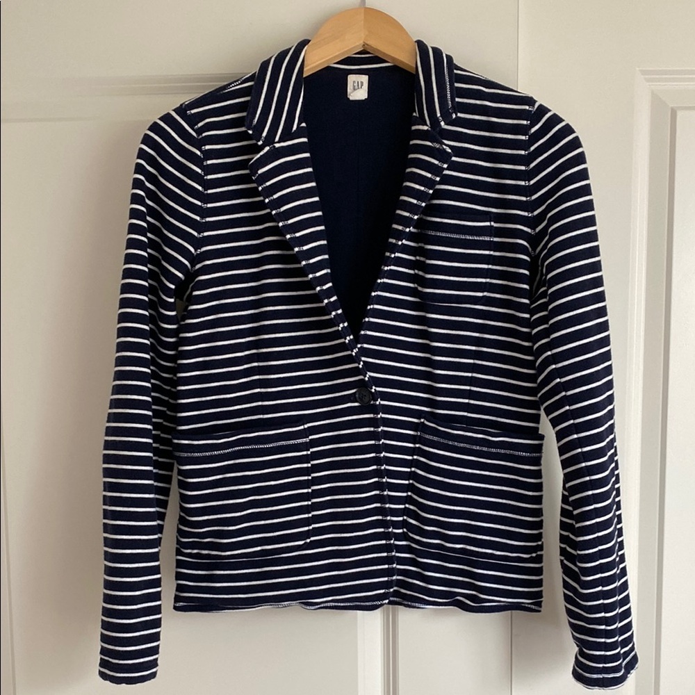 GAP Blue and White Striped Blazer